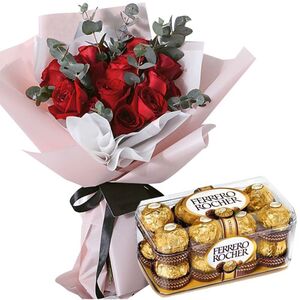 Vietnam Gift Delivery - Valentines Roses with Ferrero